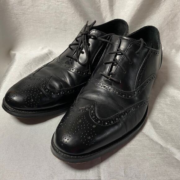 Cole Haan Grand OS Black Leather Wingtip Mens 9.5 Dress Shoes - Picture 5 of 10
